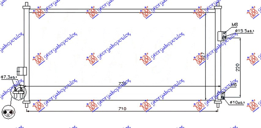 ΨΥΓΕΙΟ A/C ΓΙΑ ΟΛΑ ΒΕΝΖΙΝΗ ΠΕΤΡΕΛΑΙΟ (690x330x16) για NISSAN ALMERA TINO 2000-2005 (V10)
