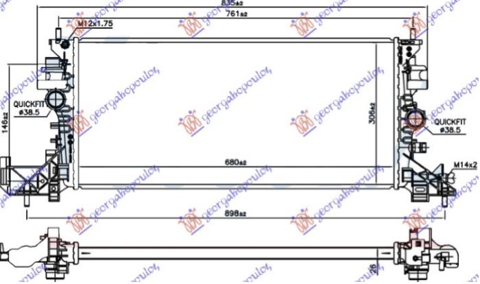 ΨΥΓΕΙΟ ΓΙΑ ΌΛΑ ΒΕΝΖΙΝΗ/ΠΕΤΡΕΛΑΙΟ TURBO (680x305x26) για OPEL ASTRA K 5D/S.W. 2016-2019 (B16)