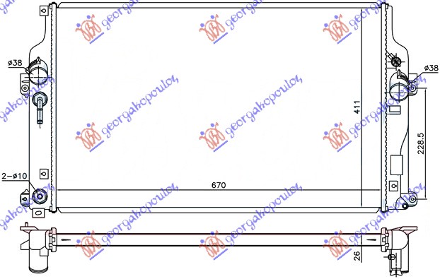 Radiator, engine cooling Aftermarket 832106325