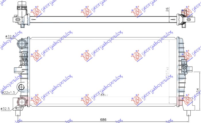 ΨΥΓΕΙΟ 1.0 TSiΒΕΝΖΙΝΗ (590x260x26) για VW UP 2016-2019 (121/122/123/BL1/BL2/BL3)