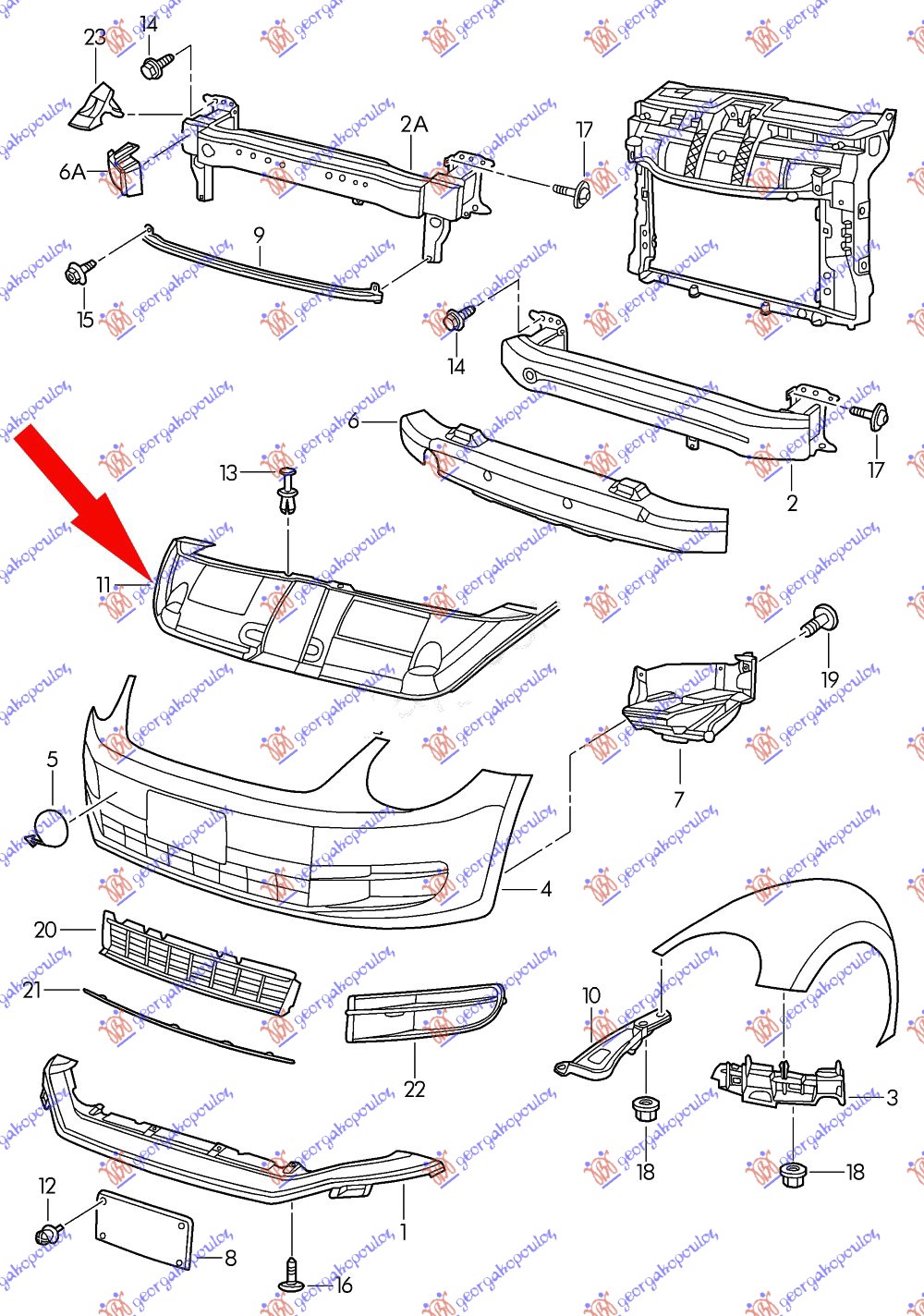 ΠΛΑΣΤΙΚΗ ΠΟΔΙΑ ΜΕΤΩΠΗΣ ΑΝΩ για VW NEW BEETLE 2011-2016 (5C1/5C2)