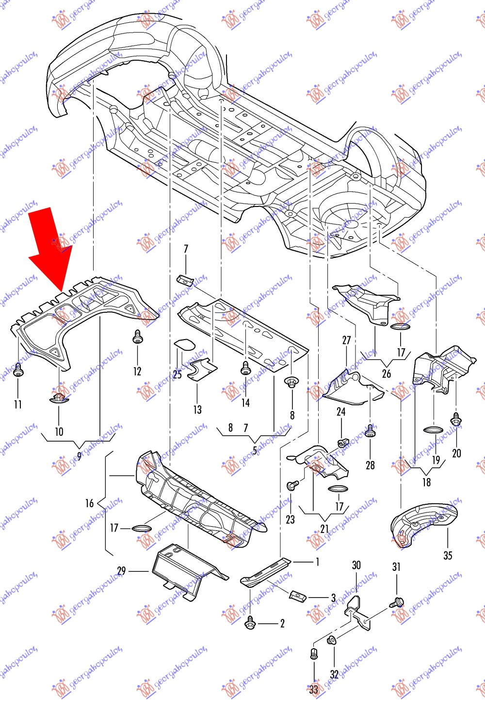 ΠΟΔΙΑ ΜΗΧΑΝΗΣ ΠΛΑΣΤΙΚΗ για VW NEW BEETLE 2011-2016 (5C1/5C2)