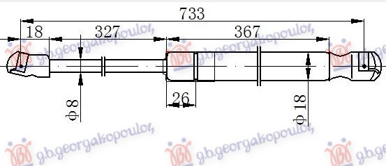 Gas Spring, bonnet Aftermarket 884008200