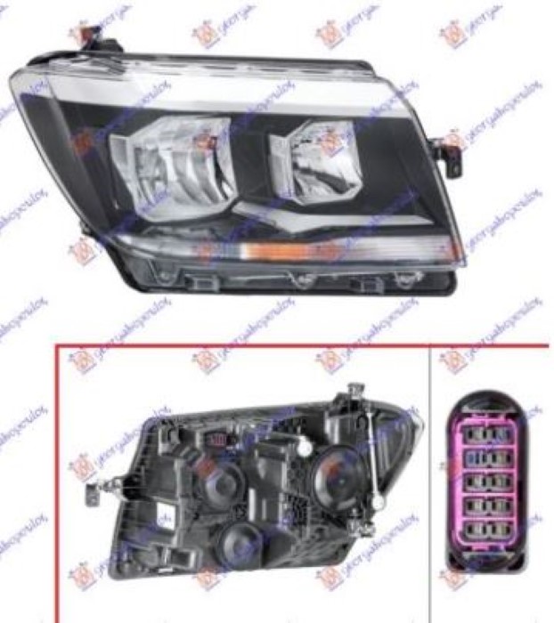 ΦΑΝΟΣ ΕΜΠΡΟΣ ΗΛΕΚΤΡΙΚΟΣ (H7/H15) (Ε) (TYC) ΔΕΞΙΑ για VW CRAFTER 2017- (SY/SX/SYI/SYJ/SZ)