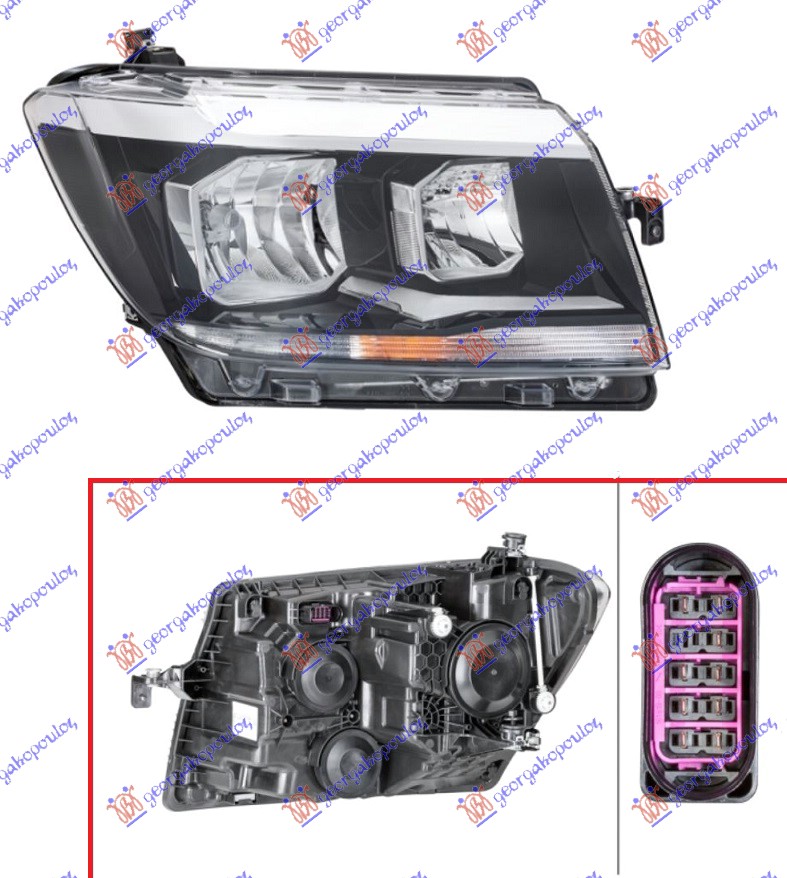 ΦΑΝΟΣ ΕΜΠΡΟΣ ΗΛΕΚΤΡΙΚΟΣ (H7/H15) (HELLA) ΔΕΞΙΑ για VW CRAFTER 2017- (SY/SX/SYI/SYJ/SZ)