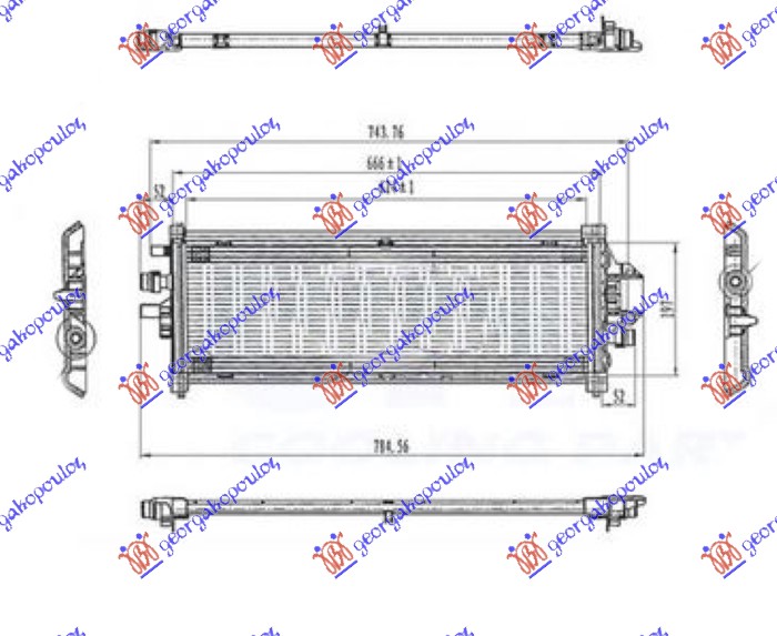Radiator, engine cooling Aftermarket 906006300